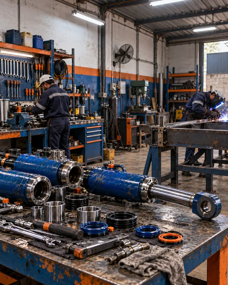 Taller de reparación de cilindros hidráulicos y soldadura industrial